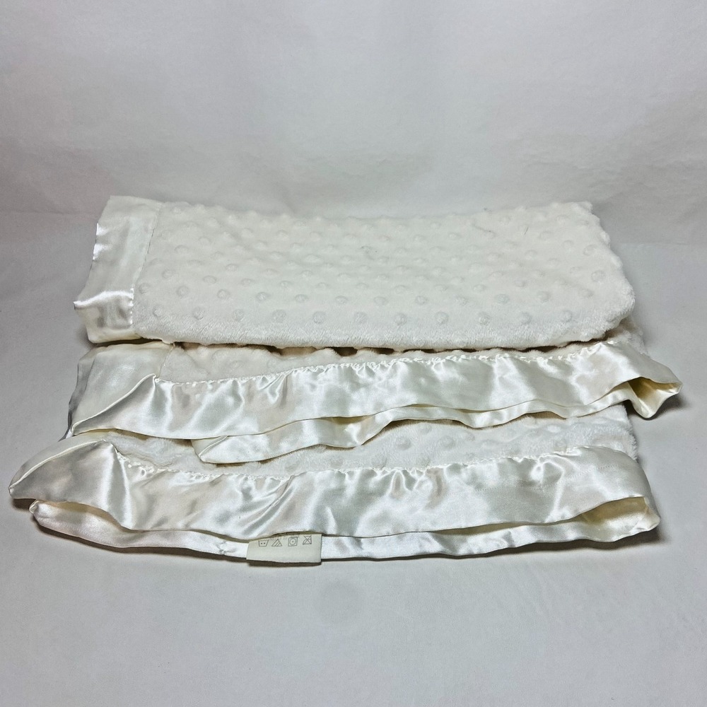 Katie Little Baby Blanket Cream Satin Edge‎ 30x40 Inch Kidsline Soft Plush Dot
